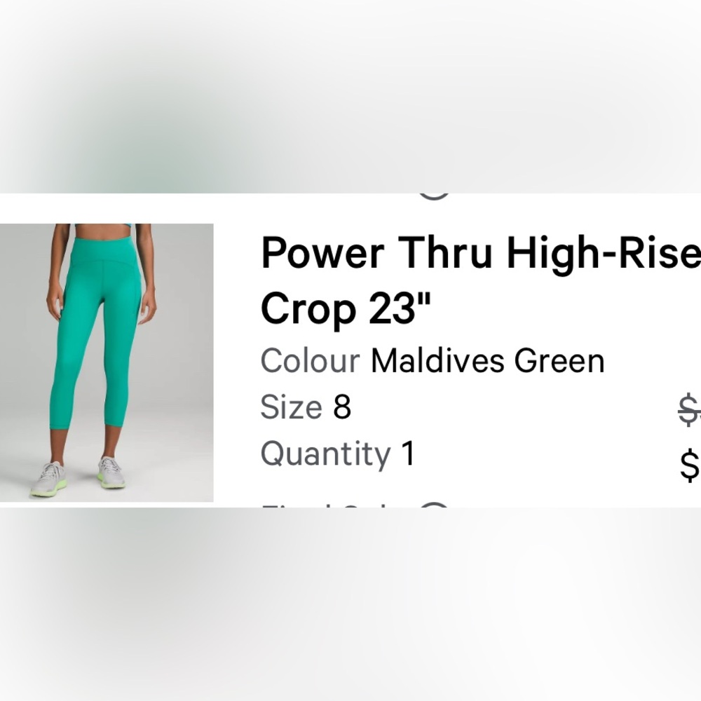 Lululemon size 8 Power Crop leggings with pockets, only worn a few times.